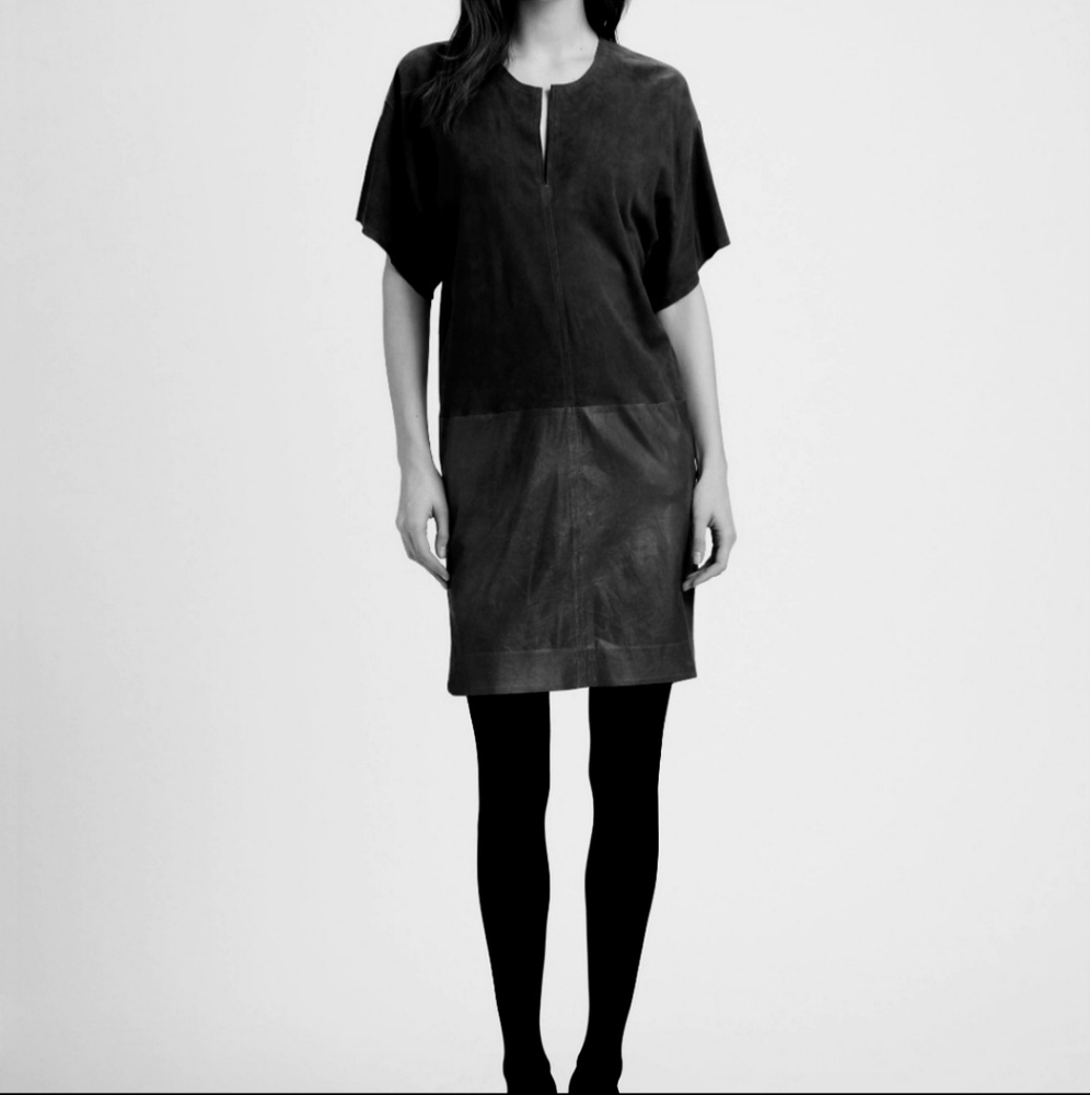 Vince leather and suede shift dress